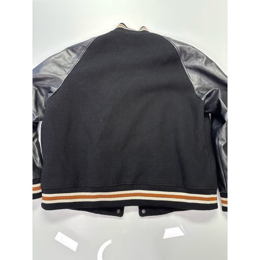Coach Varsity Bomber Jacket Snap Button Front Logo Patch Black/Gray Mens Size XL - Picture 13 of 16